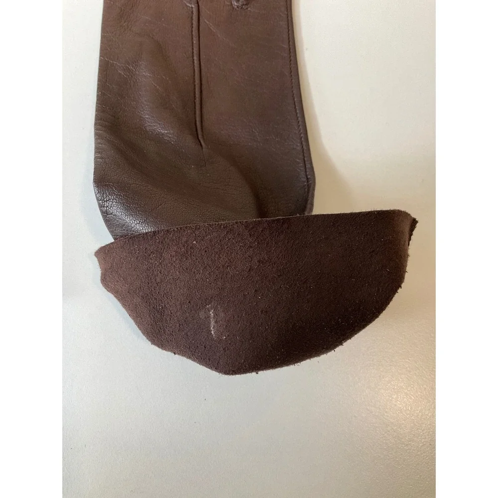 Vintage Leather Gloves Brown Short Table Cut Driving Chic Luxury Feminine 29